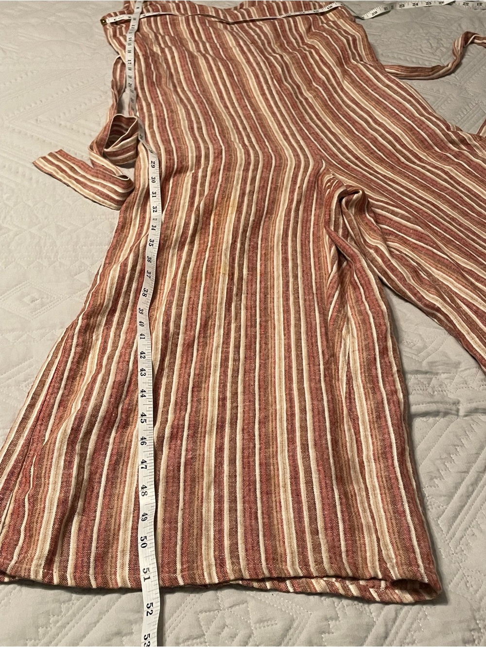 dip Striped V-Neck Sleeveless Jumpsuit in Rust and Cream - Picture 10 of 16